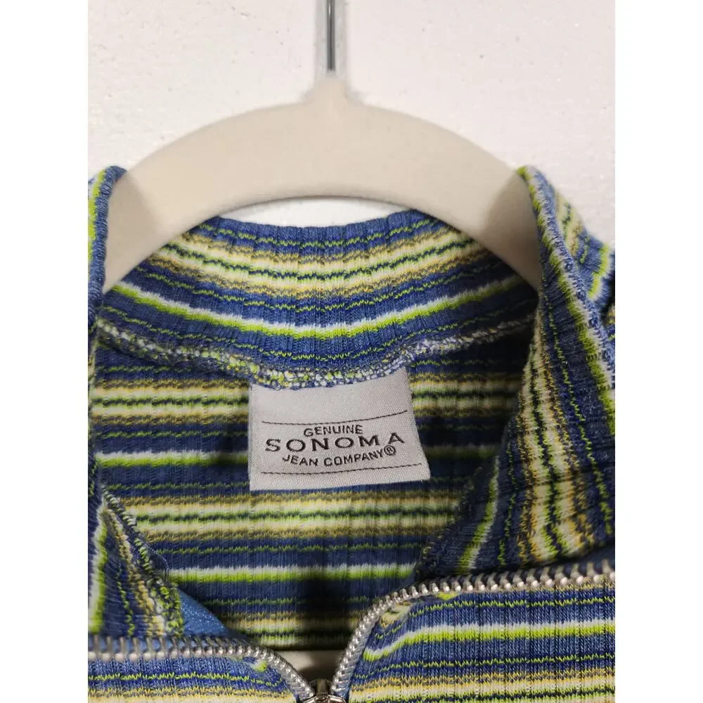 Vintage y2k Sonoma Stripe Baby Tee Shirt Heart 90s Boho Hippie Top